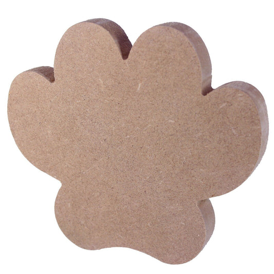 Free Standing 18mm MDF Paw Print Craft Shape. 10cm to 30cm Sizes. Cat, Dog, Pet