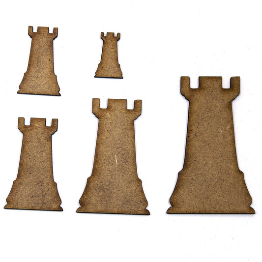 Rook Chess Piece Craft Shape, Various Sizes, 2mm MDF Wood. Castle