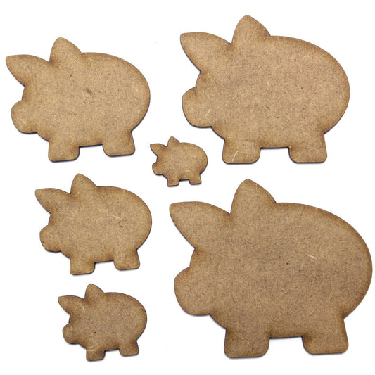 Piggy Bank Craft Shape, Various Sizes, 2mm MDF Wood. Money Box, Pig, Farm