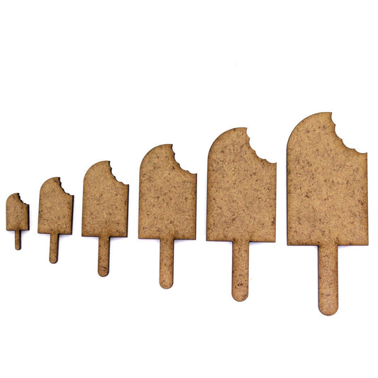 Ice Lolly (With Bite) Craft Shape. 2cm to 20cm. 2mm MDF Wood. Beach, Summer