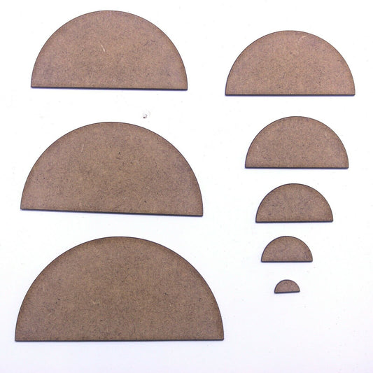 Semicircle Shape, Various Sizes, 2mm MDF Wood. Half Circle, semi circle