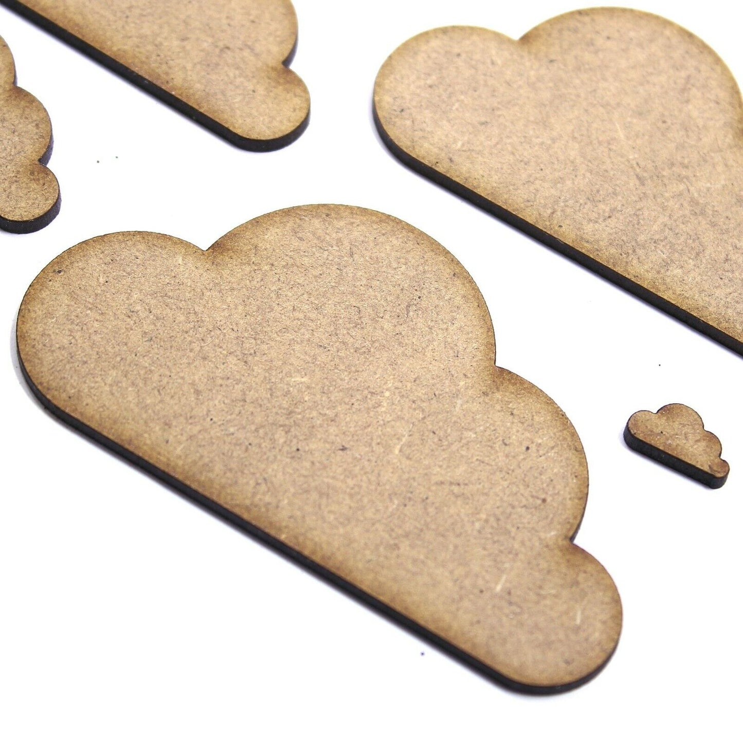 Cloud with Flat Bottom Craft Shape, Various Sizes, 2mm MDF Wood.