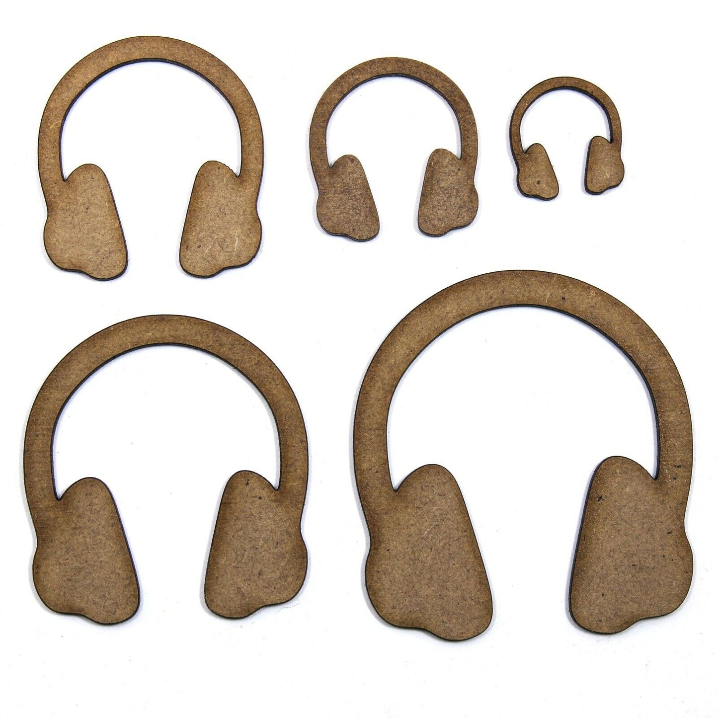 Headphones Craft Shape, Various Sizes, 2mm MDF Wood. Music, Head phones