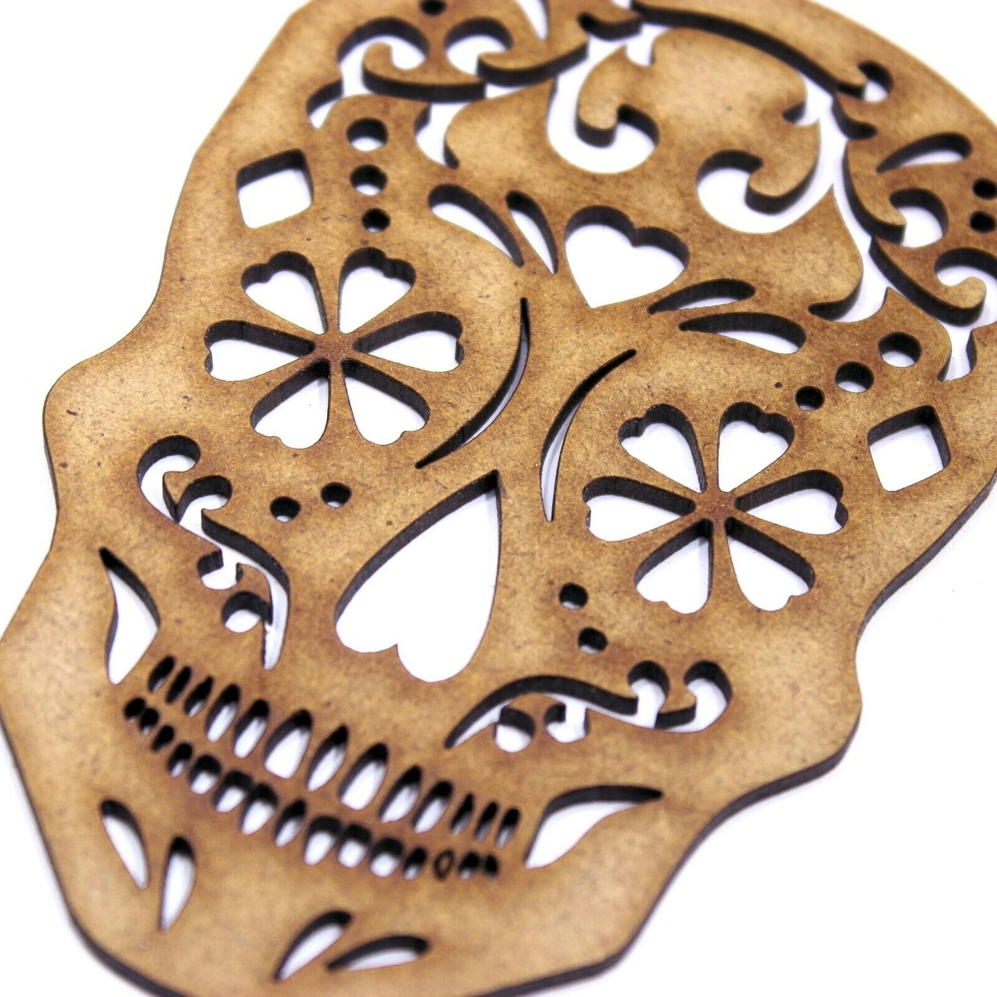 Sugar Skull 2mm MDF Wood. Halloween 10cm to 20cm, Mixed Media, Day of the Dead