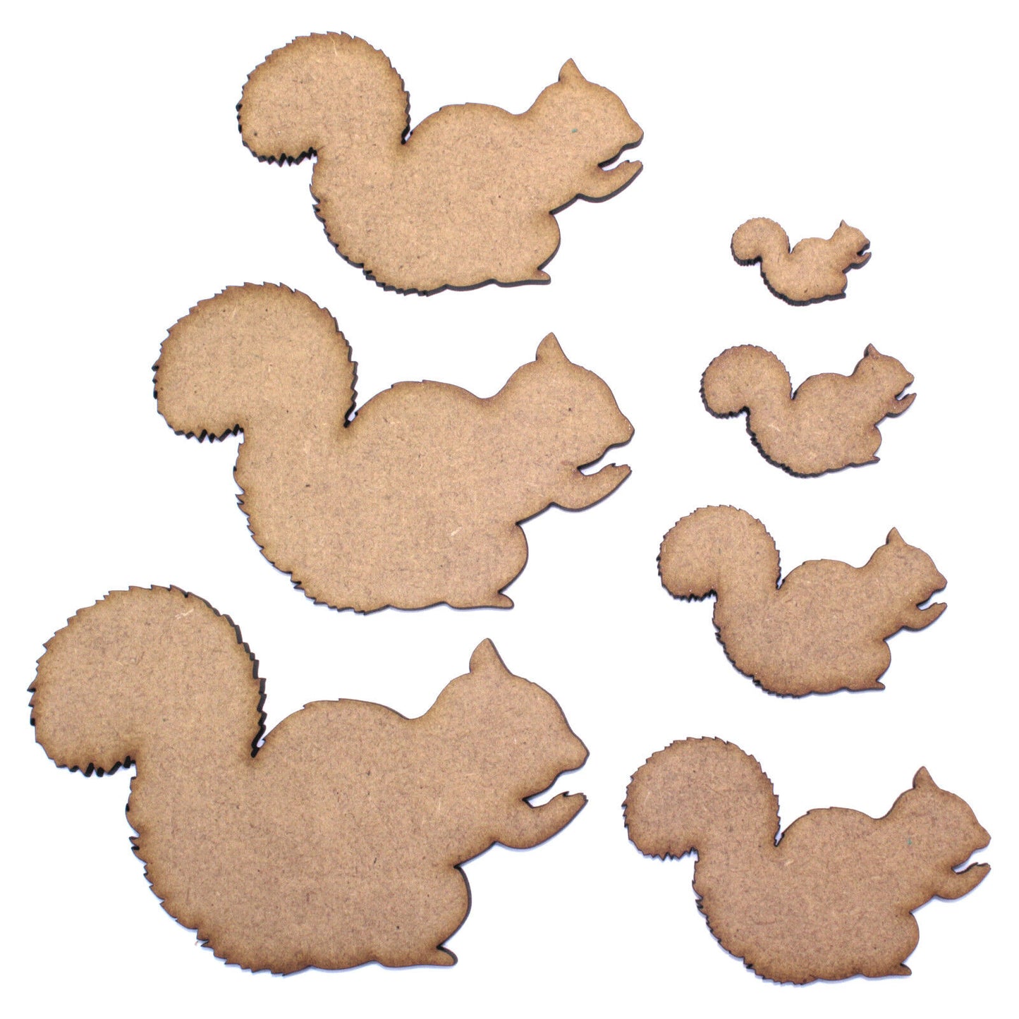 Squirrel Craft Shape, Various Sizes, 2mm MDF Wood. Animal, nature
