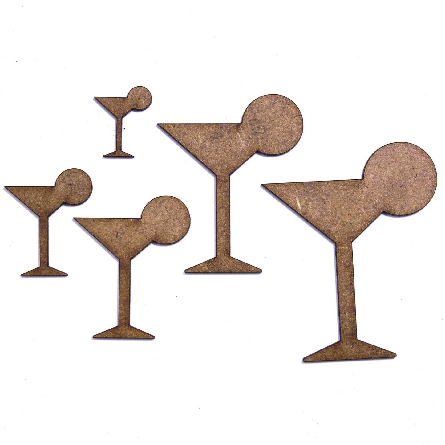 Cocktail Glass and Lime Craft Shape, Various Sizes, 2mm MDF Wood. Martini, Party