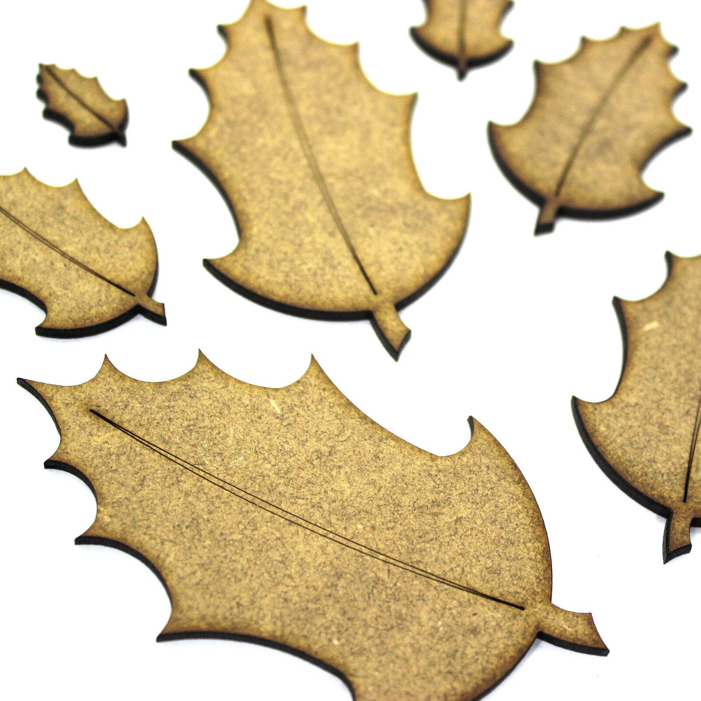 Holly Leaf Craft Shapes, Embellishments, Decorations. 2mm MDF Wood, Christmas