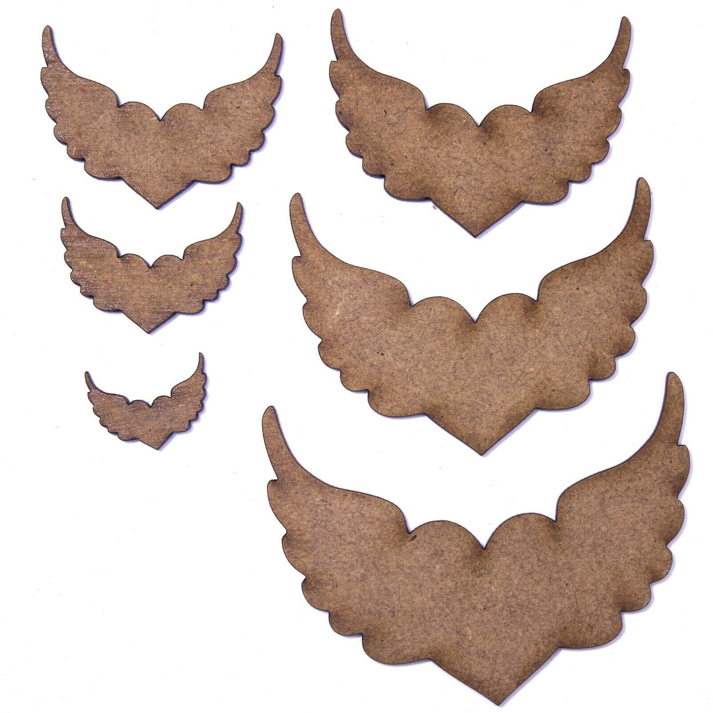 Heart with Angel Wings Craft Shape, Various Sizes, 2mm MDF Wood. Love