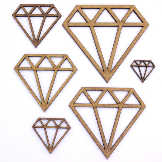 Geometric Diamond Craft Shape, Various Sizes, 2mm MDF Wood. Wedding, Anniversary