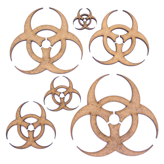 Biohazard Symbol Craft Shape, Various Sizes, 2mm MDF Wood. Chemical, Environment