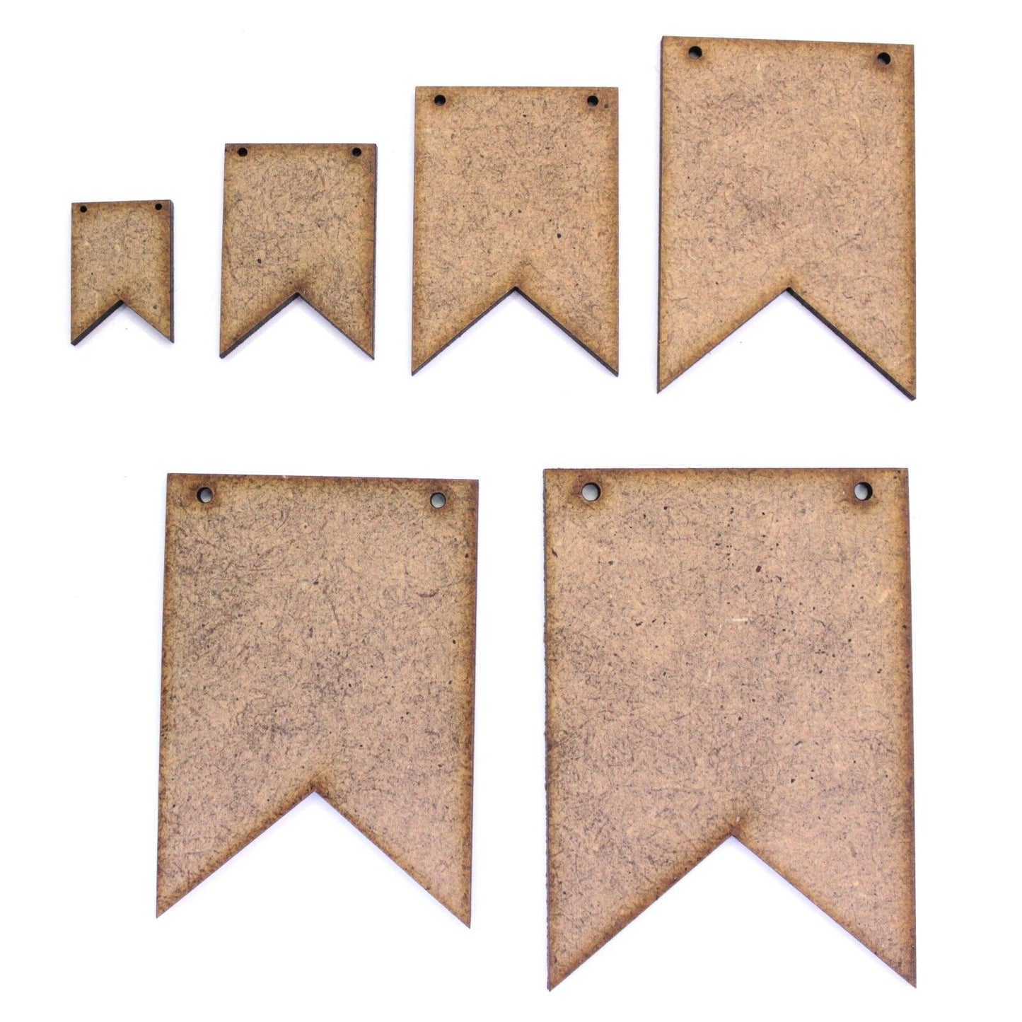 Medieval Banner Bunting Craft Shape, Various Sizes, 2mm MDF Wood.