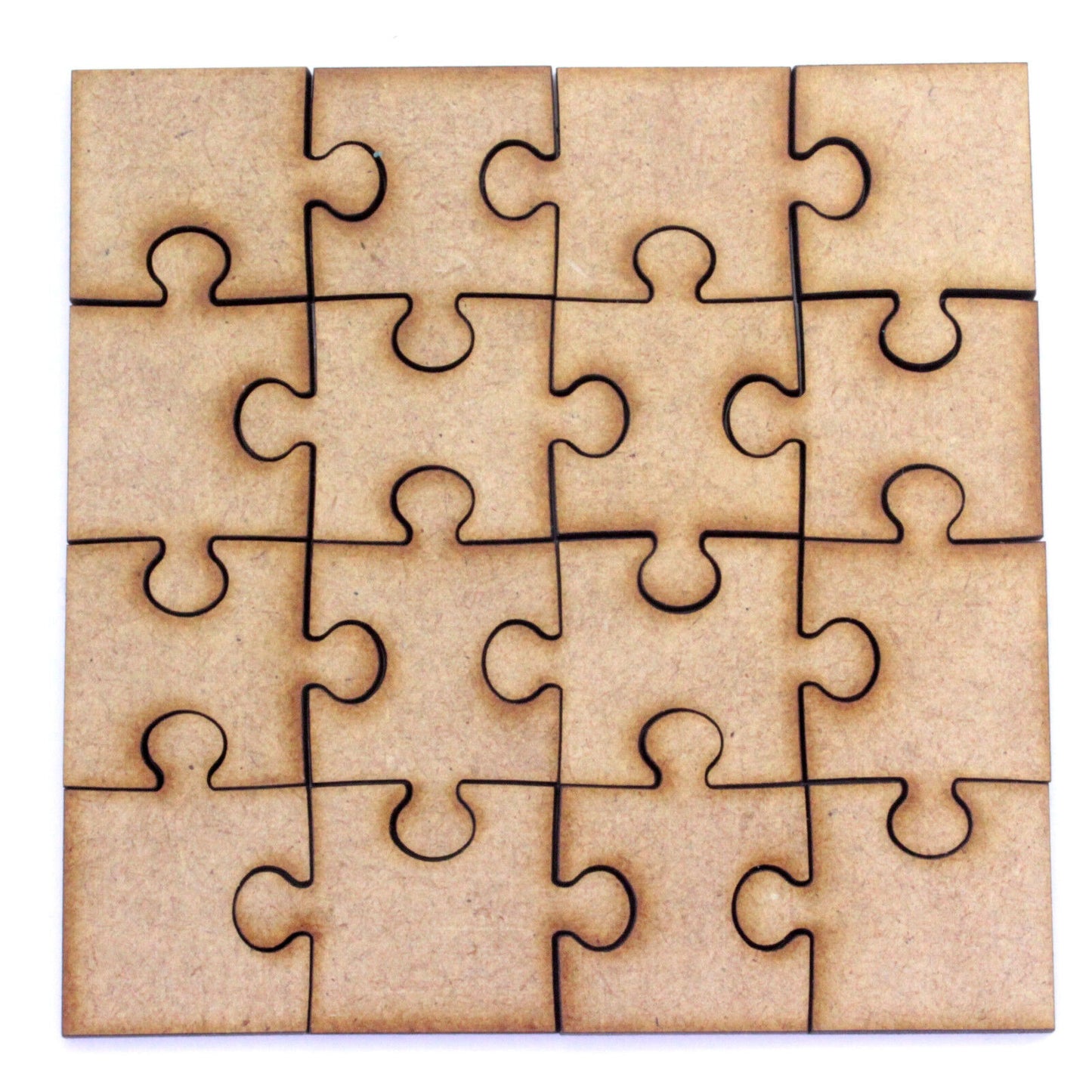 Jigsaw Piece Square MDF Craft Shapes. 4 Puzzle Size Options. Cut From 2mm MDF