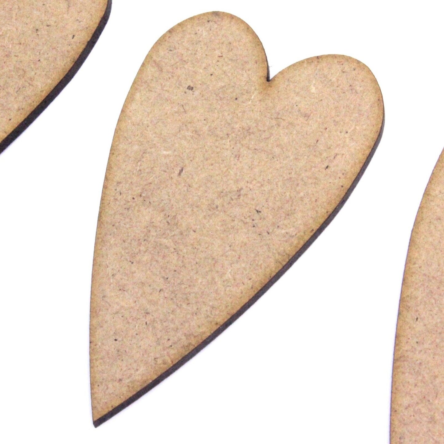 Long Heart Craft Shape, Various Sizes, 2mm MDF Wood. Elongated, Rustic,Primitive