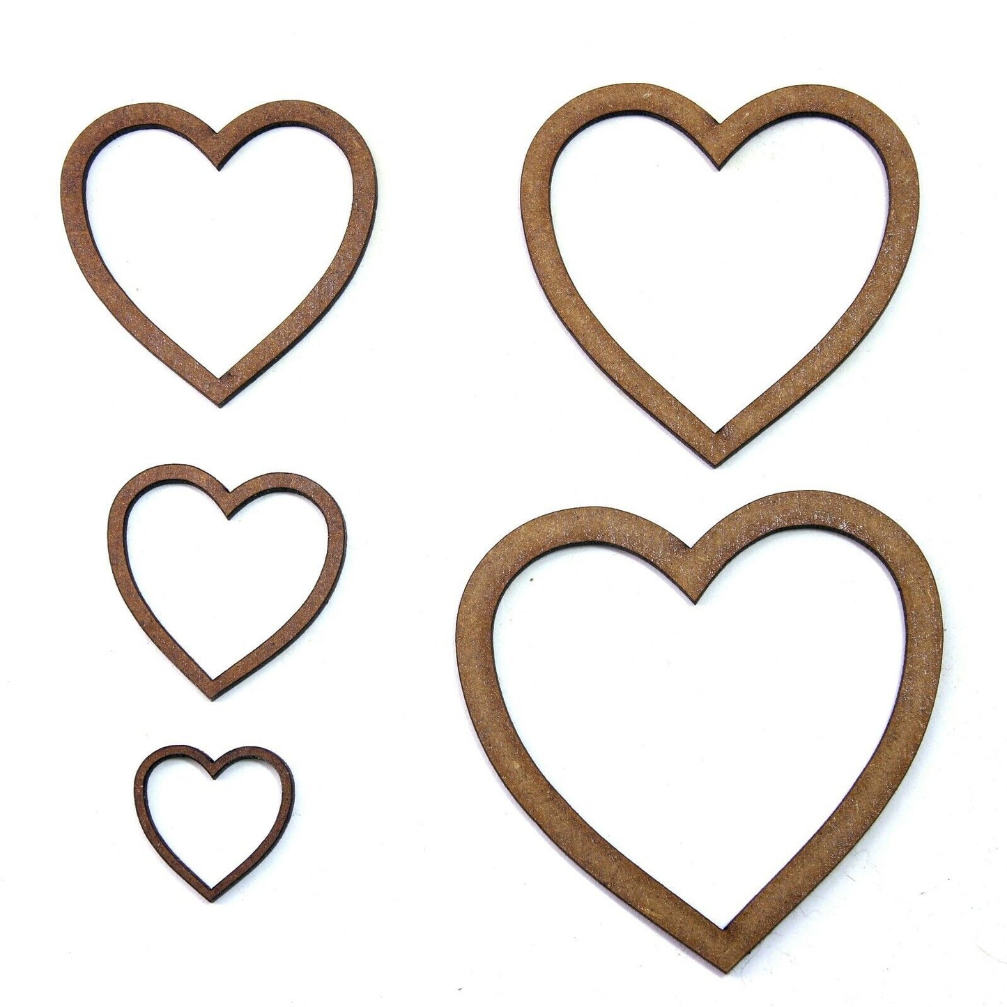 Hollow Heart Craft Shape, Various Sizes, 2mm MDF Wood. Valentine, Frame, Love