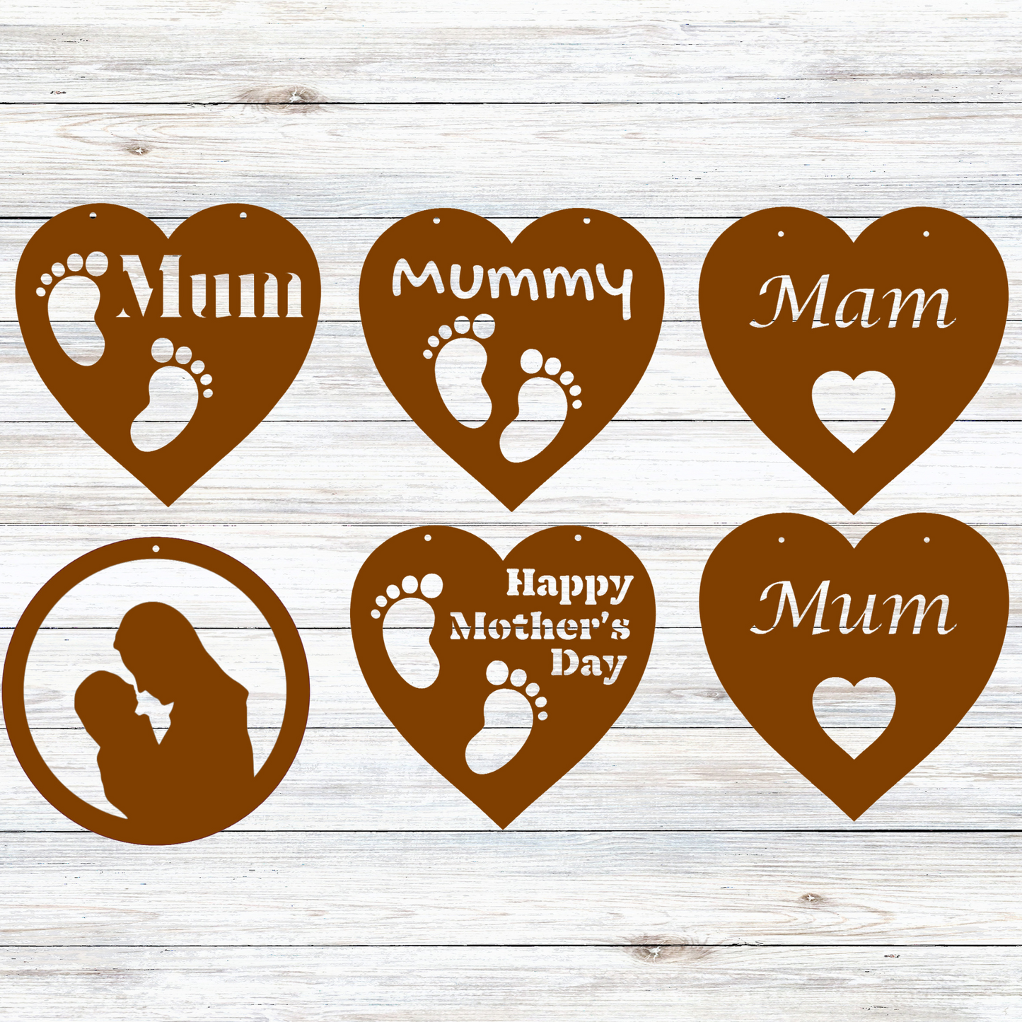 Mother's Day Hangers Laser Cut Digital File. Hanging Decoration Vector laser template cut file DXF SVG Ai EPS Glowforge pdf. Mum Gift