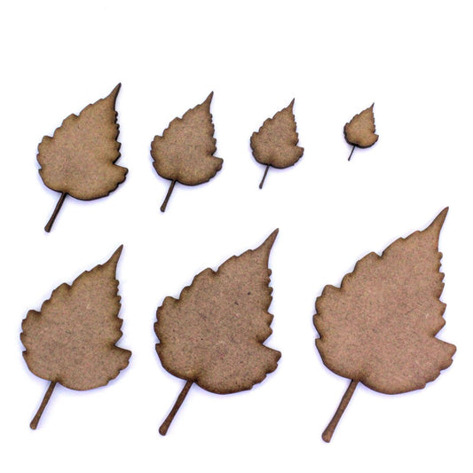 Birch Tree Leaf Craft Shapes, 2mm MDF Wood. Autumn Leaves. Various Sizes