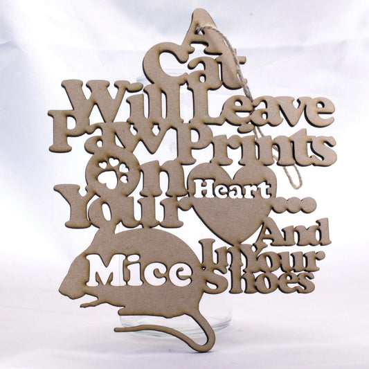 Cat and Mouse Hanging Decoration. Wooden/MDF Home Decoration