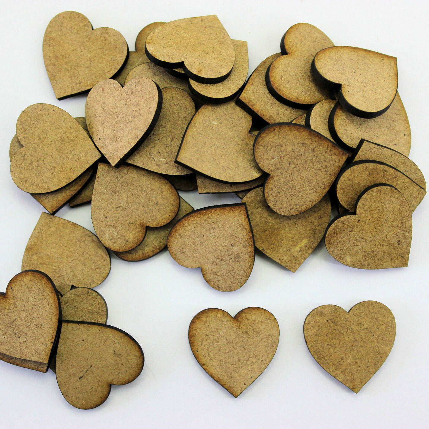 20mm (2cm) MDF Heart Shapes 50x pack. craft shapes, embellishments, cardmaking