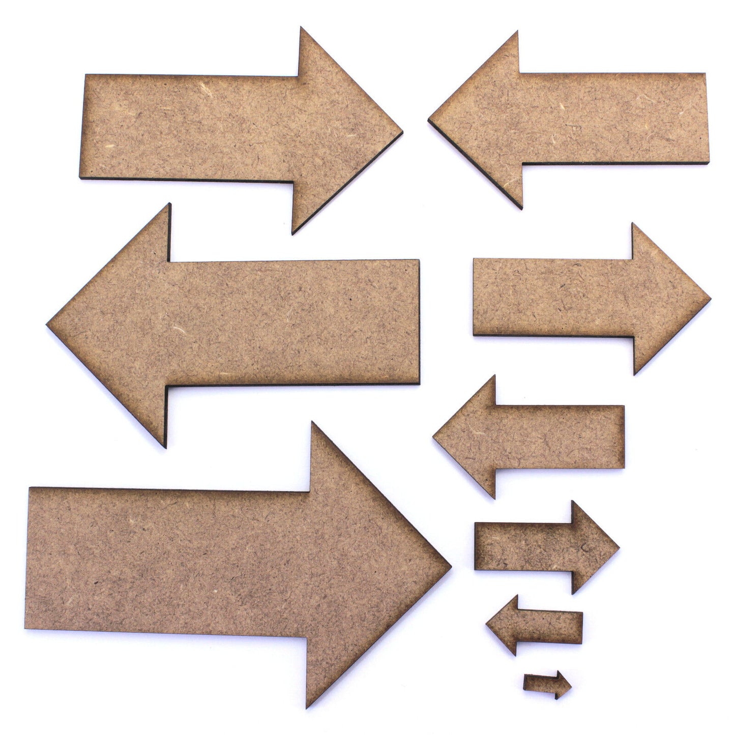 Basic Arrow Craft Shape. Various Sizes 10mm - 200mm. 2mm MDF Toppers