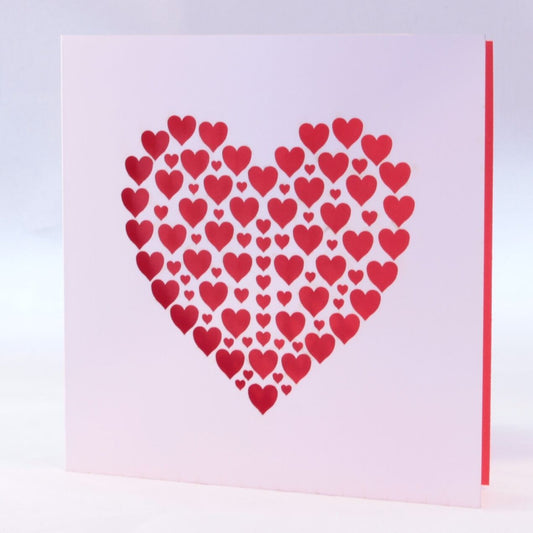 Laser Cut Hearts Valentine's Card - Pink