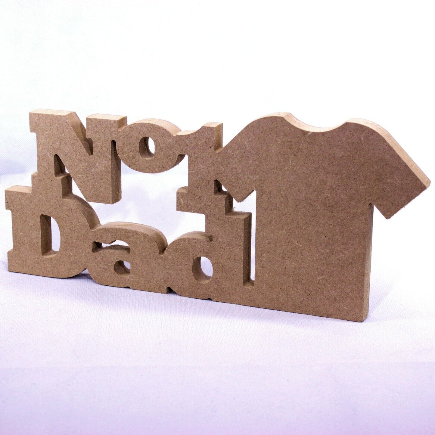 Free Standing No.1 Dad Words and Football Shirt. 18mm MDF Fathers Day, Number 1