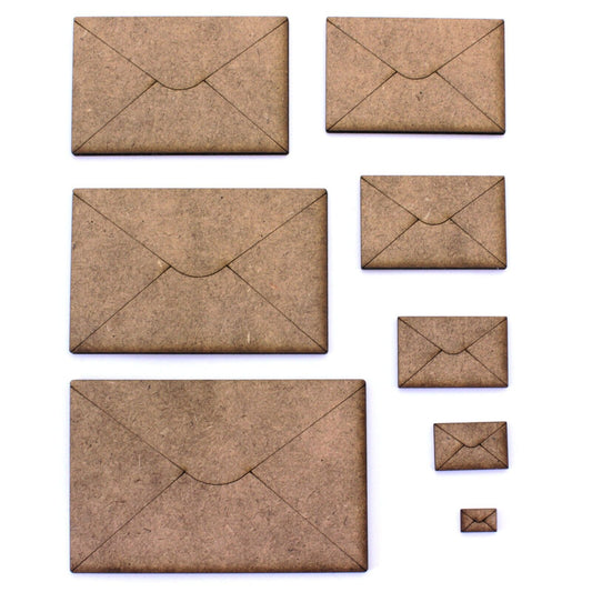 Envelope / Letter Craft Shapes. Various Sizes. Post Mail Embellishments. 2mm MDF