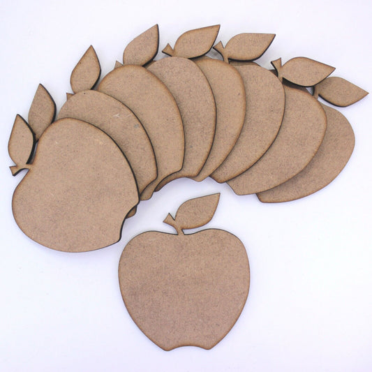 10x MDF Wooden Apple Bases. Best Teacher Craft Shapes. 9cm in height.