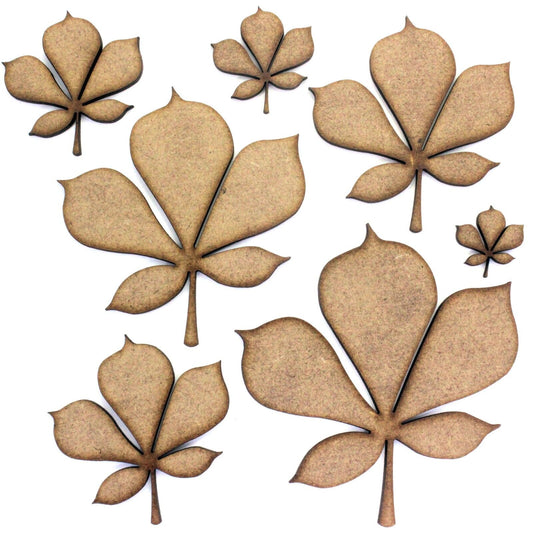 Horse Chestnut Tree Leaf Craft Shapes, 2mm MDF Wood. Autumn Leaf. Various Sizes
