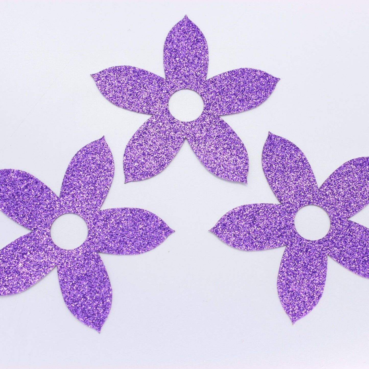 Purple Glitter Large Flower Card Embellishment / Topper