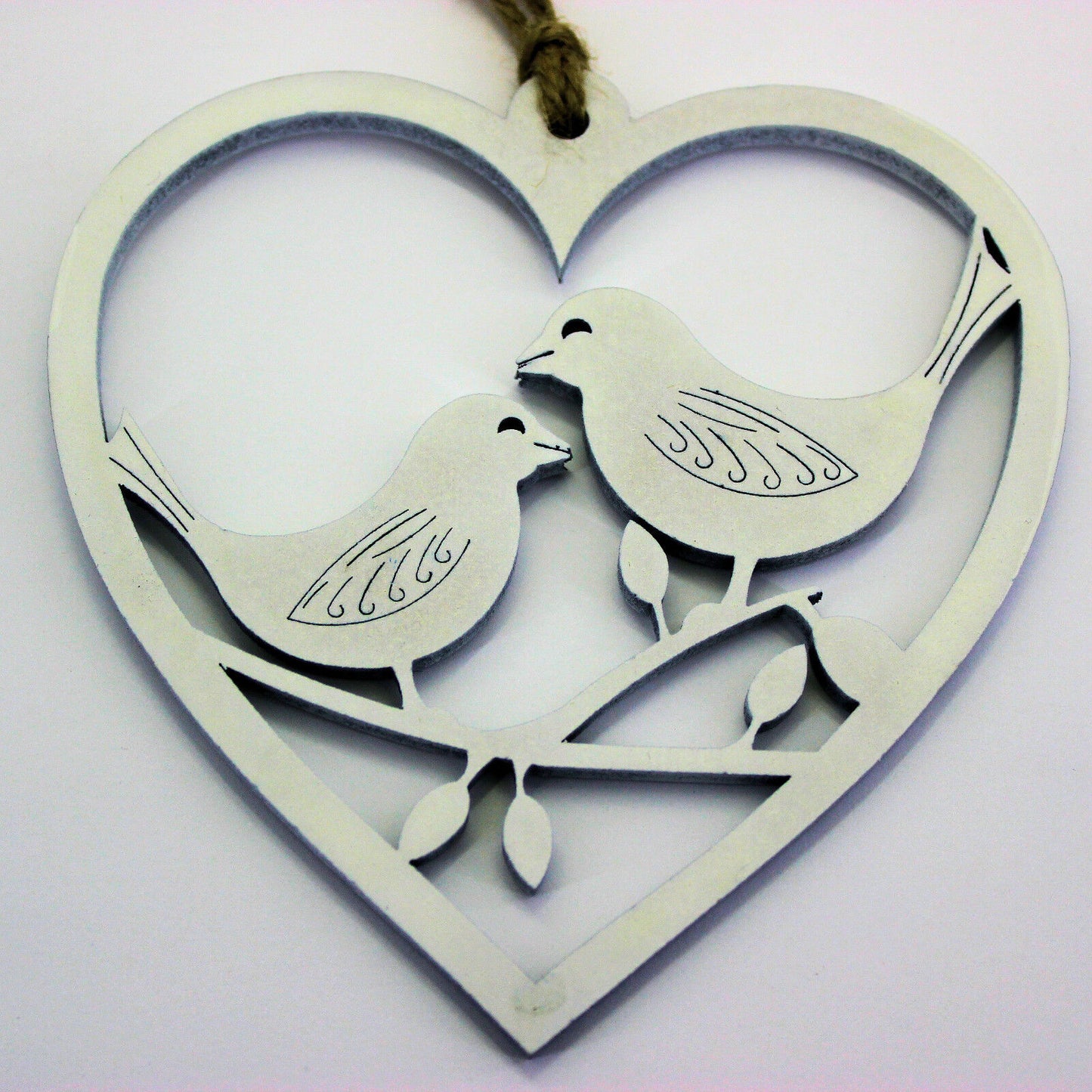 Hanging Decoration - White Birds in Heart. Home Decoration. Valentine, Wedding