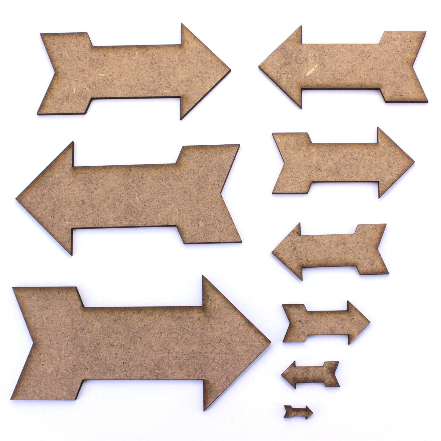 Arrow Craft Shapes With Fins. Various Sizes 10mm - 250mm. 2mm MDF Laser Cut