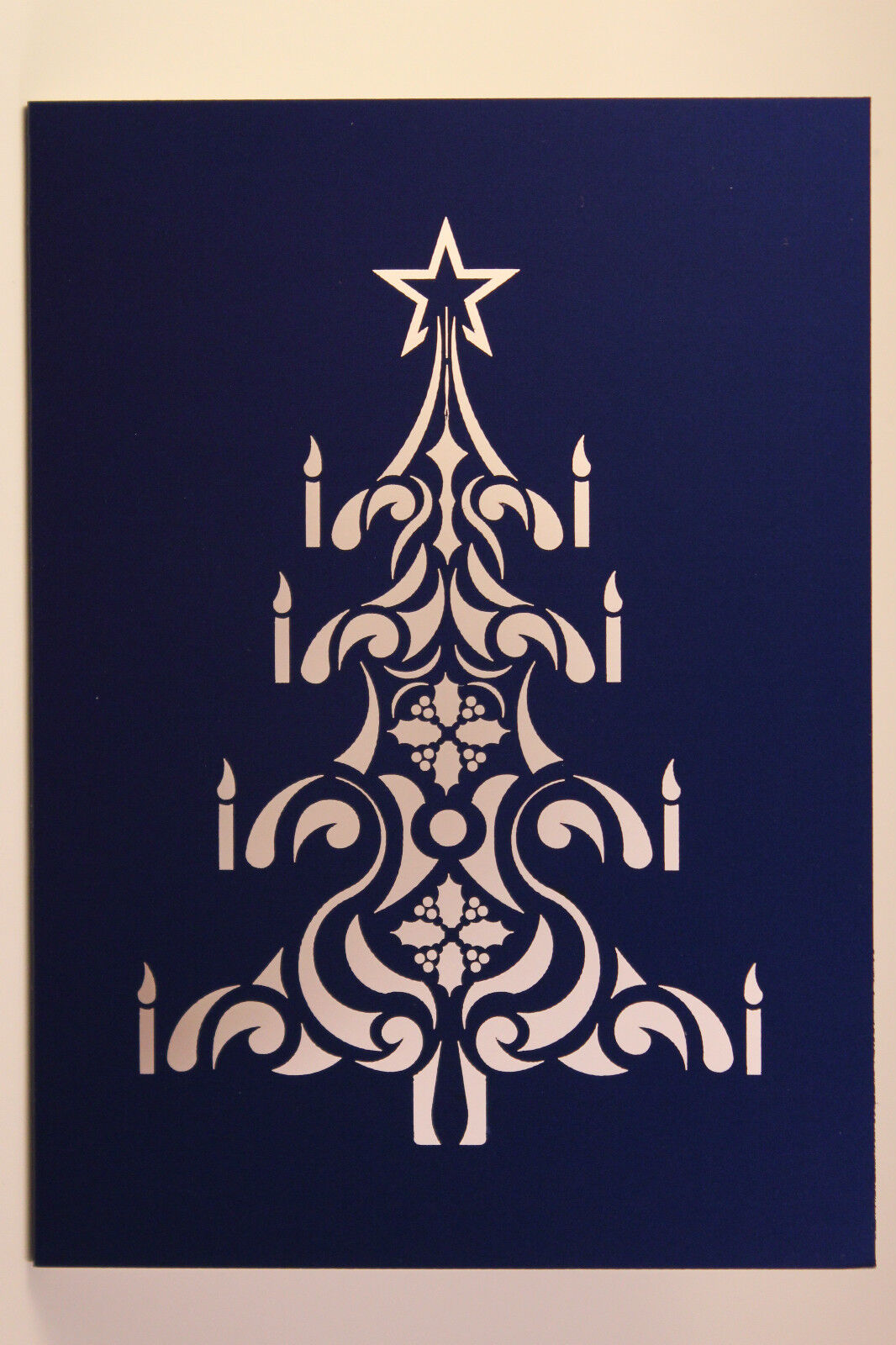 Blue Laser Cut Christmas Tree Card