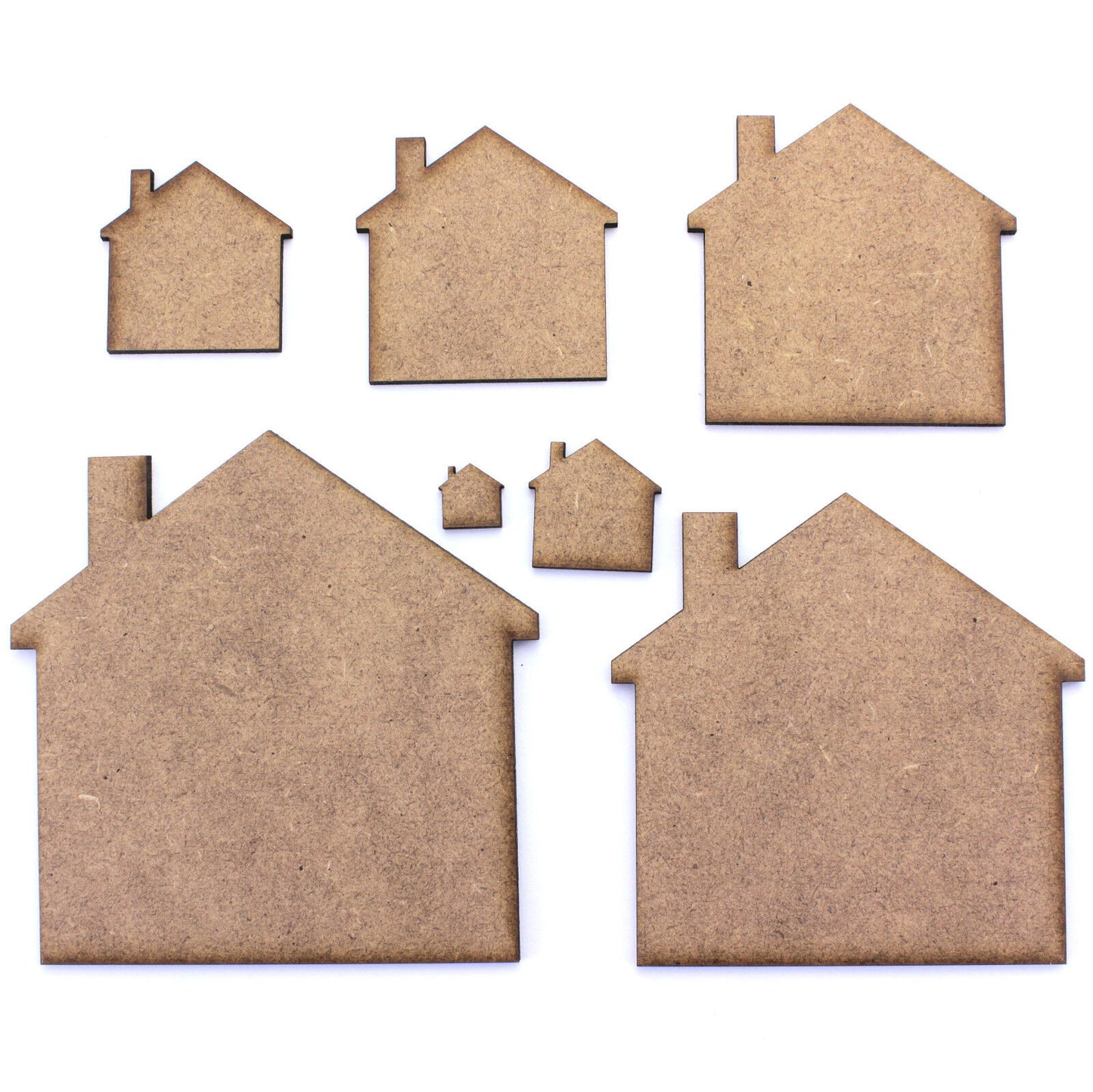 Blank House / Home Craft Shapes. Various Sizes 10mm - 200mm. 2mm MDF Laser Cut
